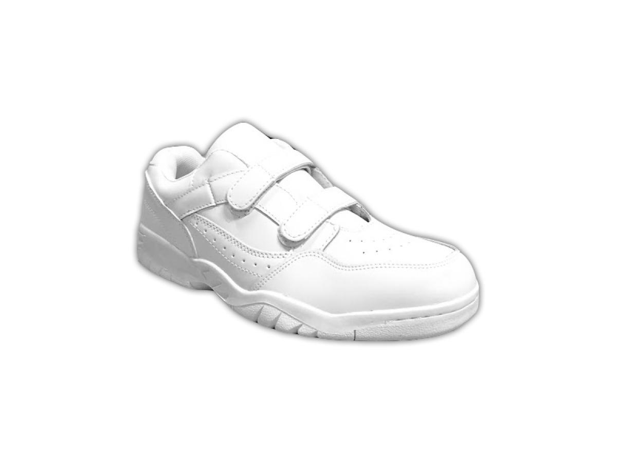 White Leather Cross Training Shoes With Double Velcro Straps - SWS Group